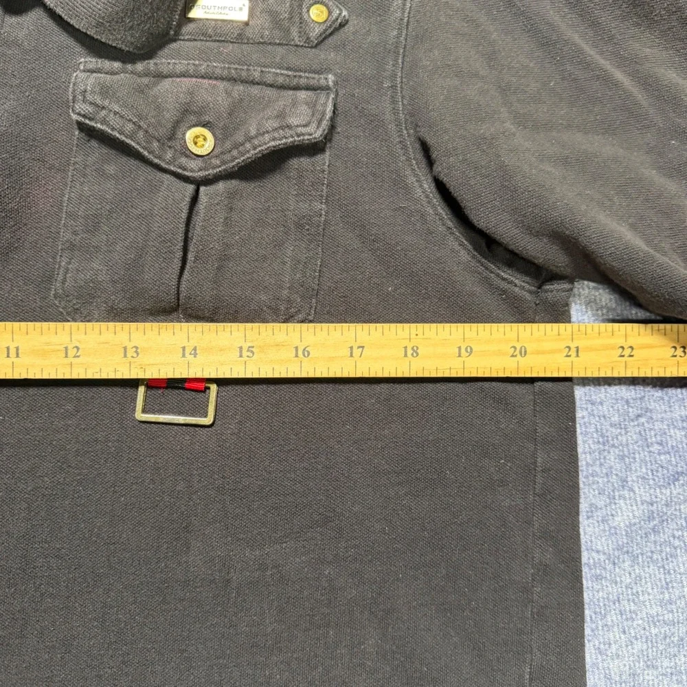 Southpole Black Utility Polo Shirt Tactical Streetwear Cargo Pockets M Grunge